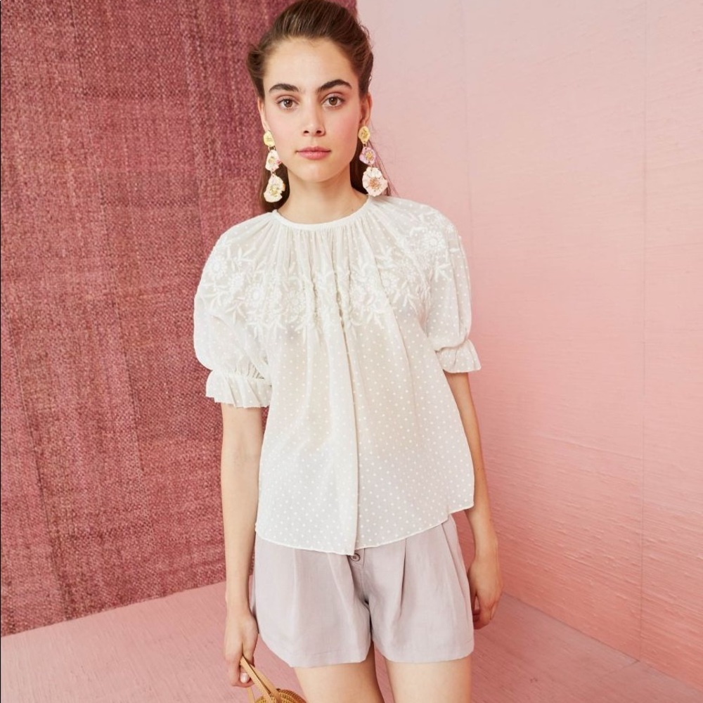 ULLA JOHNSON Pascale White 100% Silk Top 6
